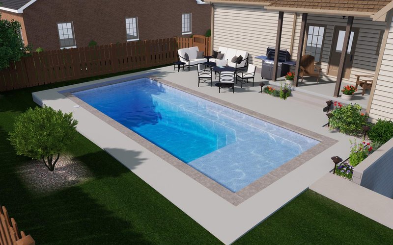Latham Apollo 14 fiberglass pool installed