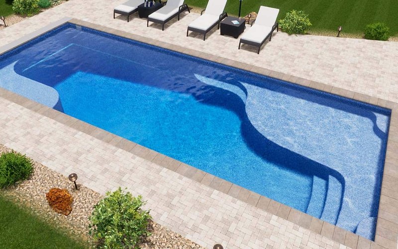 Latham Ariel 16 fiberglass pool installed