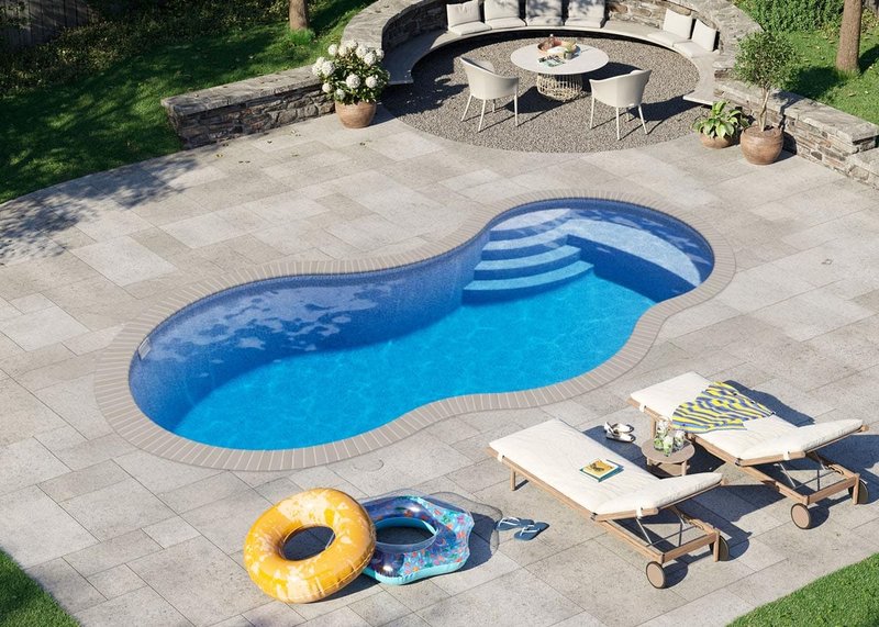 Latham Coral 16 fiberglass pool installed