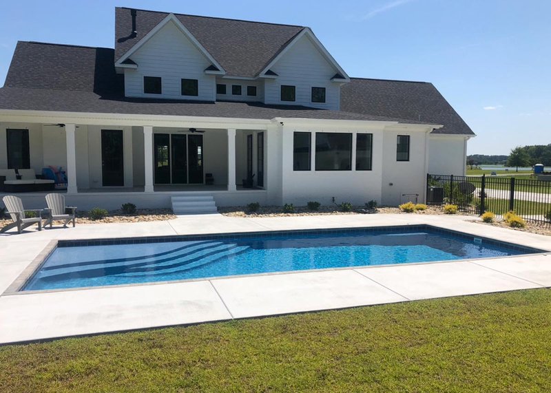 Latham Olympia 16 fiberglass pool installed
