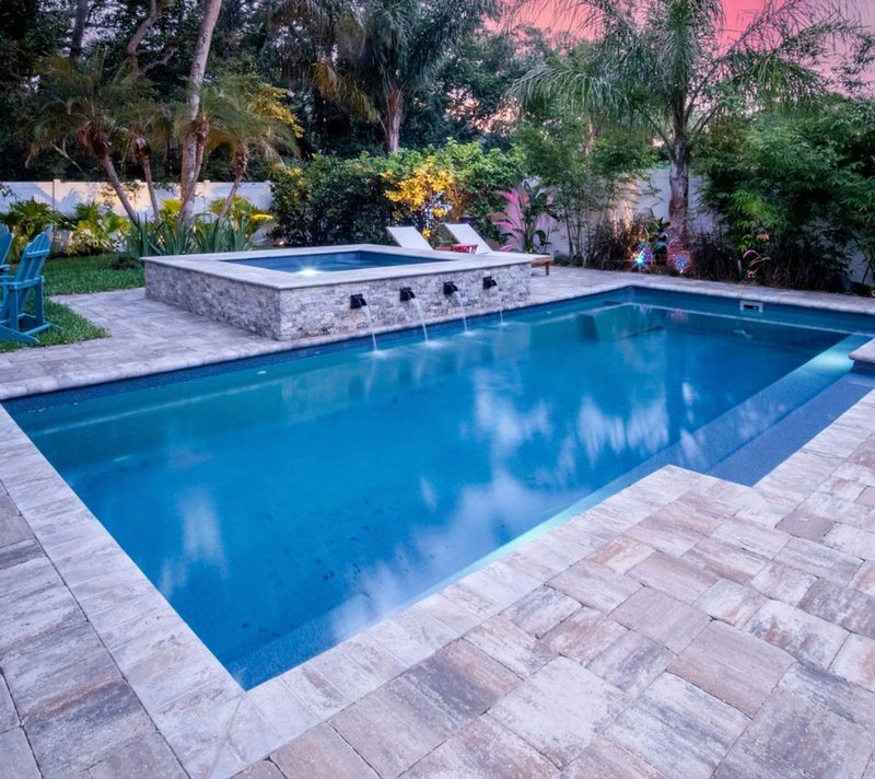 Latham Tuscan 14.27 fiberglass pool installed